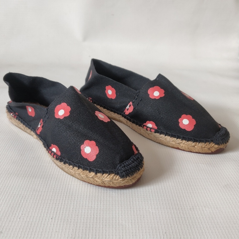 NWD Rock Flower Paper Red Flower Black Espadrille